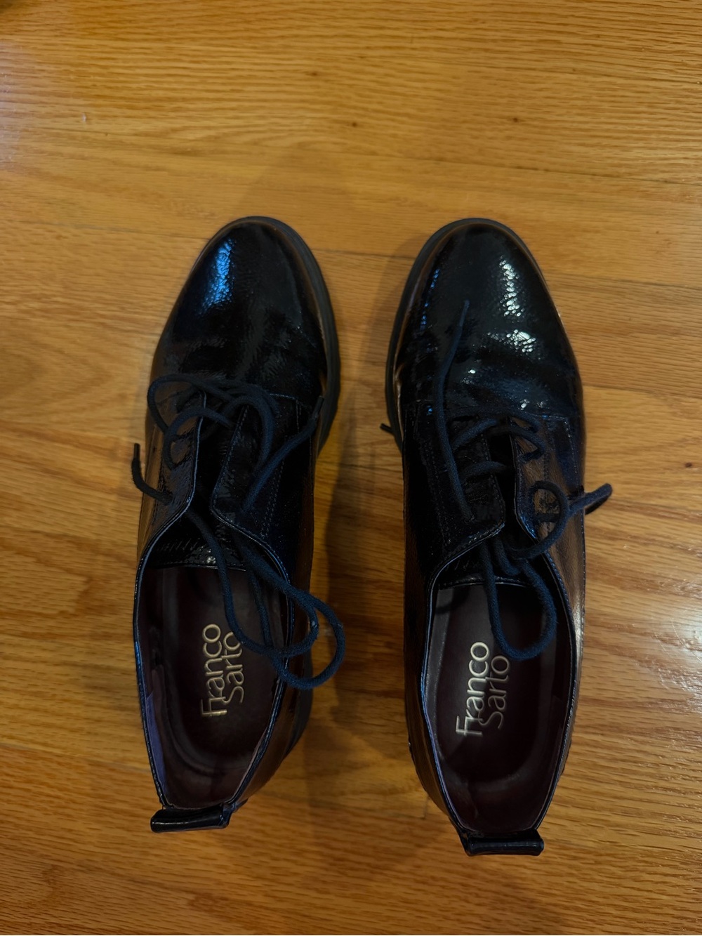Franco Sarto Black Patent Leather Oxford Shoes
